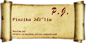 Piszika Júlia névjegykártya