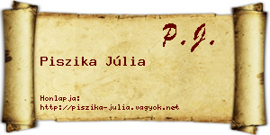 Piszika Júlia névjegykártya